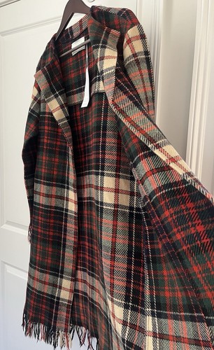 Grace Wears Blanket 100% Wool Coat plaid red size S/M NWT - Picture 5 of 9