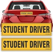 Student Driver Magnet for Car Sign - Large 12"x3" Magnetic Reflective Vehicle Sa