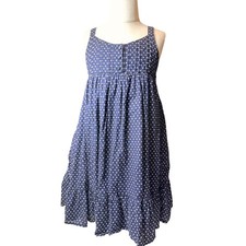 Gap Kids Polka Dot Sundress Girls Size S 6-7 Navy Blue Excellent Tiered Cotton
