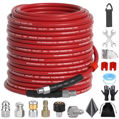 #ad #ad Sewer Jetter Kit 100FT for Pressure Washer 5800 PSI Drain Cleaner 100FT Red $99.35