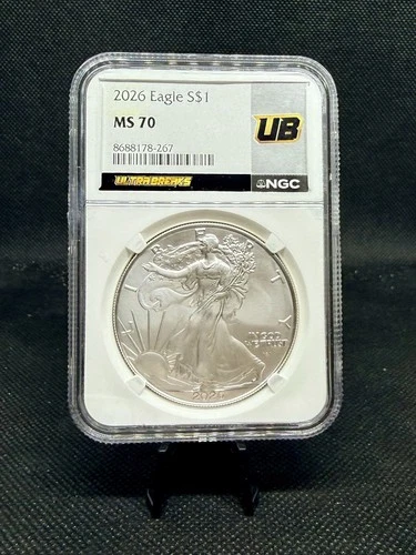 2026 American Silver Eagle NGC MS70 Ultra Break Label! 1 Oz .999 Silver!