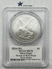 2024-(W) Silver Eagle PCGS MS70 Struck at West Point John Dannreuther Signed