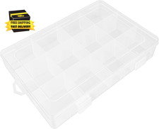 Small Fishing Tackle Box, 12 Clear Plastic Parts Organizer with Adjustable Divid