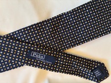 Polo Ralph Lauren Navy Blue Silk Neck Tie Hand Made In Italy