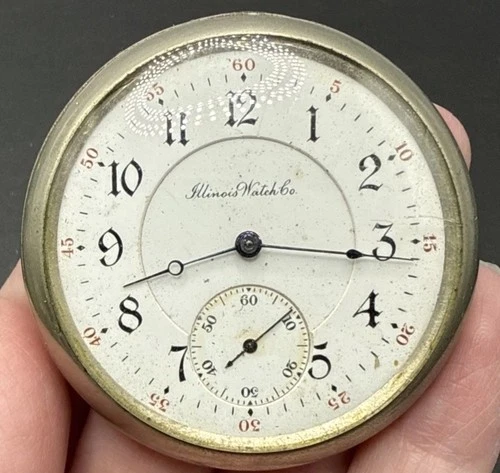 NOT WORKING Illinois Watch Co Antique Pocket Watch Silveroid J61
