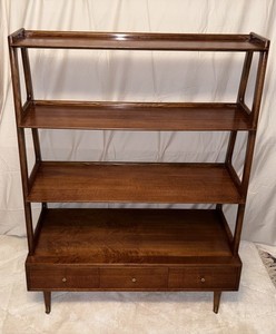 Mid Century Vintage Walnut, Three-Drawer Shelving Unit, All Original. Beautiful