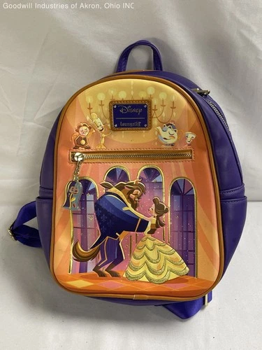Disney Loungefly Beauty and the Beast 30th Anniversary Mini Backpack Purple