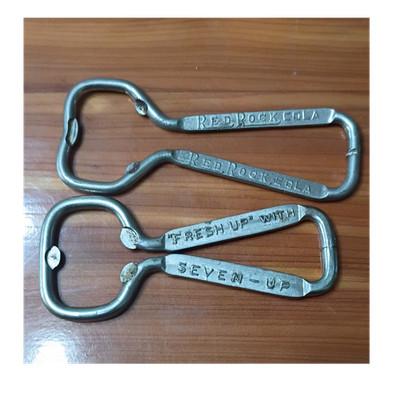 Red Rock Cola & Seven-Up Metal Bottle Openers Silver Soda Advertising Lot
