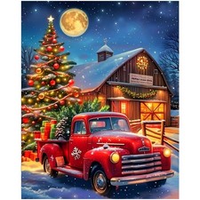 Christmas Paint by Numbers Kit for Adults Red Truck Paint by Numbers for Adults