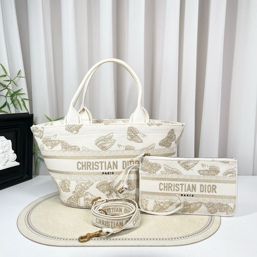 Authentic Pre-owned Dior Butterfly Embroidery Basket Tote Bag