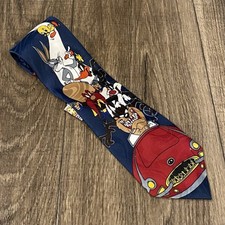 Vintage 94   Warner Bros. Looney Tunes Crew Necktie Tie 57  Polyester Taz Bugs