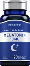Melatonin 10mg | 120 Softgels | Highly Absorbable | Non-GMO | by Piping Rock