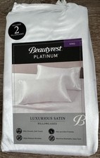  2 Pack Beautyrest King Luxurious Satin Silk Pillowcase Soft Bedding Pillow
