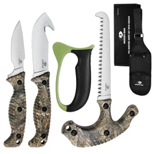 MOSSY OAK 4PCS Hunting Field Dressing Kits Camouflage Hunting Knife Set w/Sheath