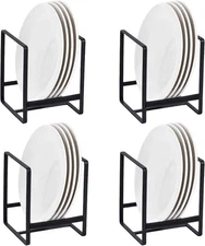 4 Pcs Plate Holders Organizer, Metal Drying Rack, Metal Dish Storage Dying Displ
