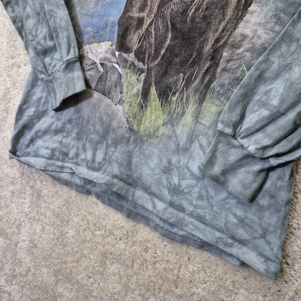 The Mountain T Shirt Mens Small Green Cotton Moose Nature Graphic Tie Dye Maine - Image 2 of 4
