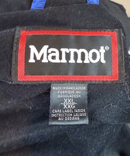 Men’s Marmot Jacket Blue Rain Coat Windbreaker Hooded Nylon Lined Size 2XL - Picture 6 of 7