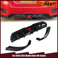 Rear Bumper Diffuser Lip Led For 2016-2022 Honda Civic 4dr Sedan Glossy Black