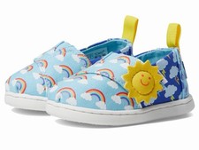 New TOMS Toddler Girl s Blue Glow in the Dark Tiny Alpargata US Size 4C