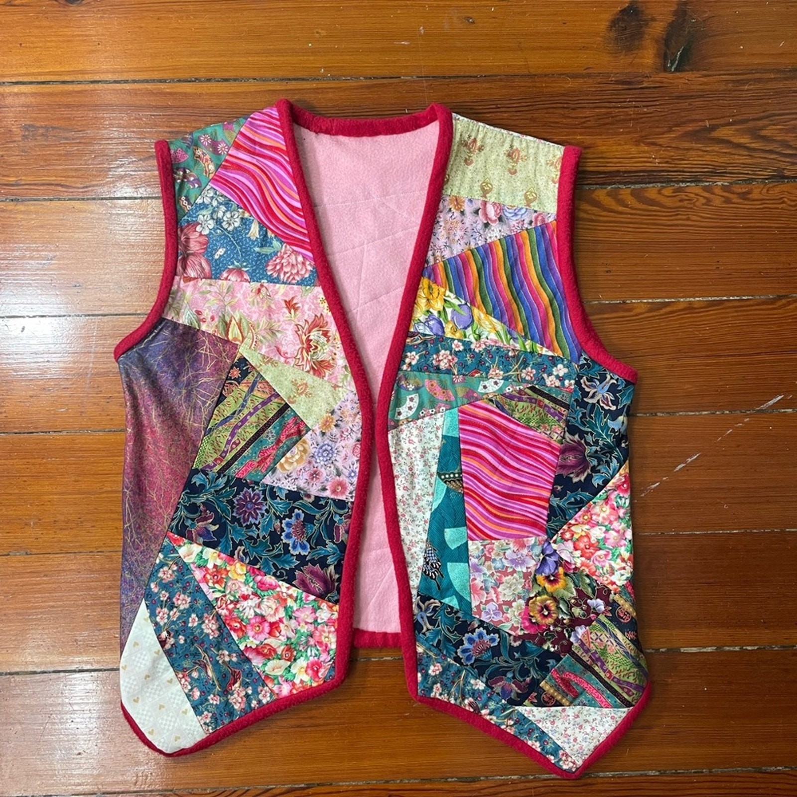 Handmade Patchwork Open Mixed Media Cottage Hippi… - image 1