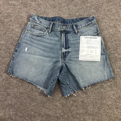 Lucky Brand Shorts Womens 28 Denim 90s Midi Short 5 Inseam Cutoff Dione Destruct