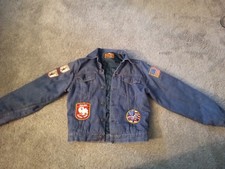 Child Sized Patched Denim Jacket Size 16 Vintage 80s ROUGH CONDITION