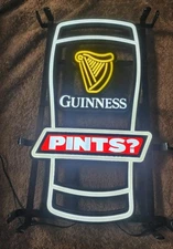 🌟GUINNESS PINTS LED Lighted Sign *BRAND NEW IN BOX* BAR 21"×12.5" w/ Dimmer bar