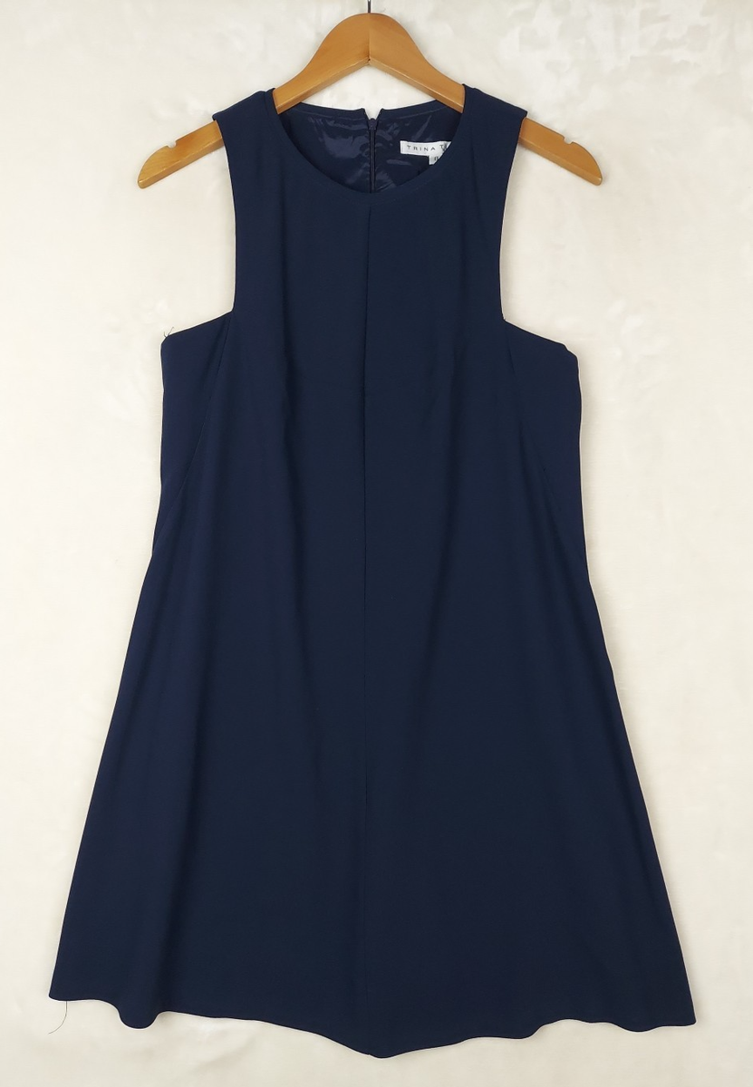 Trina Turk Shift Dress Womens 8 Blue Retro 60s A Line Career Minimalist  Office