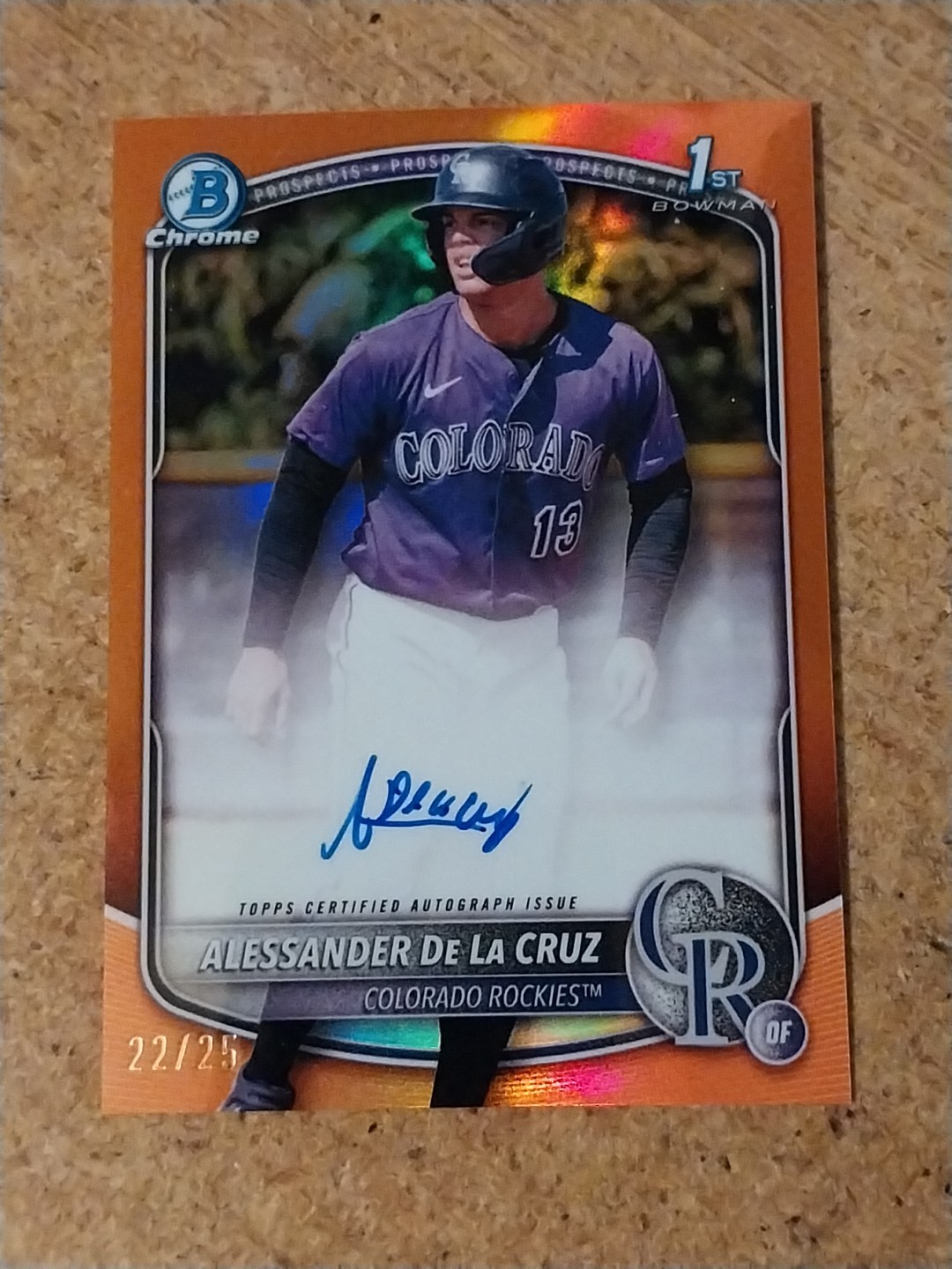 2025 Bowman Chrome 1st Alessander De La Cruz Orange Auto /25 CPA-AD