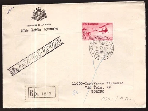 Italy San Marino, 1,000 lire 1961 helicopter on recommended unc -HU11