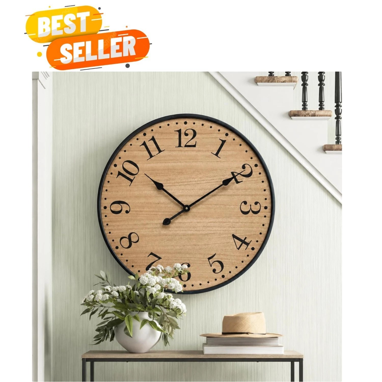 Rustic Farmhouse Wall Clocks for Living Room Decor, Large 24 inch Wall Clock ...
