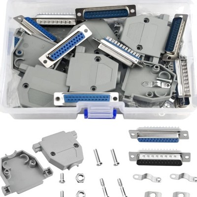 DB25 Lötverbinder 25 Pin männlich weiblich mit Kunststoffabdeckung 20 Stück