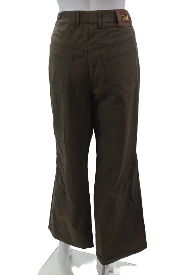 Escada Womens High Rise Straight Leg Tamara Pants Oak Brown Cotton Size EUR 44 - Image 3 of 4