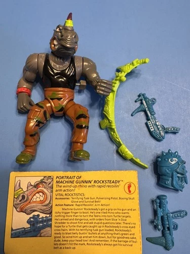 VTG Teenage Mutant Ninja Turtles Rocksteady 1988 Playmates Figure TMNT
