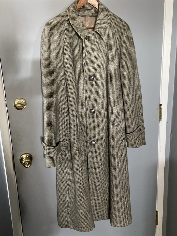Harris Tweed Vintage Handwoven Scottish Wool Overcoat Jacket Men 42-44 - Image 4 of 4