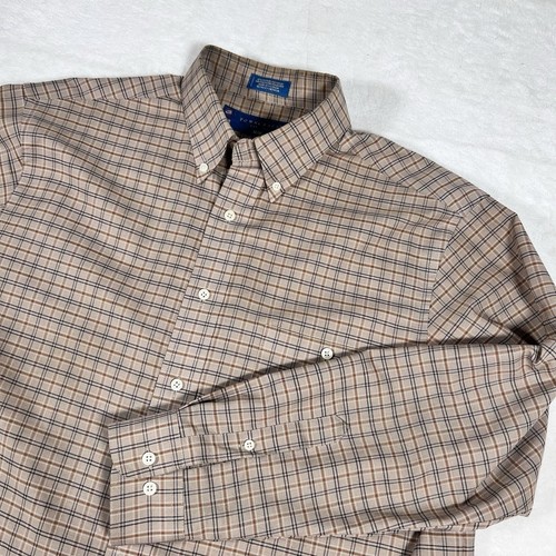Camisa a Cuadros TownCraft Para Hombres Mediana Sin Arrugas con Botones Manga Larga Tostada - Imagen 1 de 6