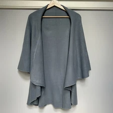 Open Front Wrap Shawl Drape Cardigan Poncho Knit Cape Sweater One Size Blue Gray