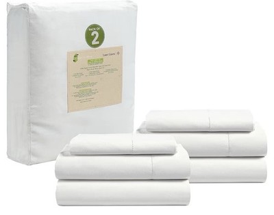 Lane Linen 100% Organic Cotton Sheets Twin 2 Sets White