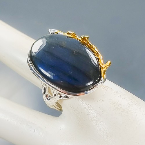 Jewellery 35ct+ Natural Labradorite Ring 925 Sterling Silver Size 7.5 /R401984 - Picture 3 of 8