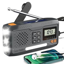 Solar Hand Crank Emergency Weather Radio 7400mWh NOAA AM FM - Camping Survival