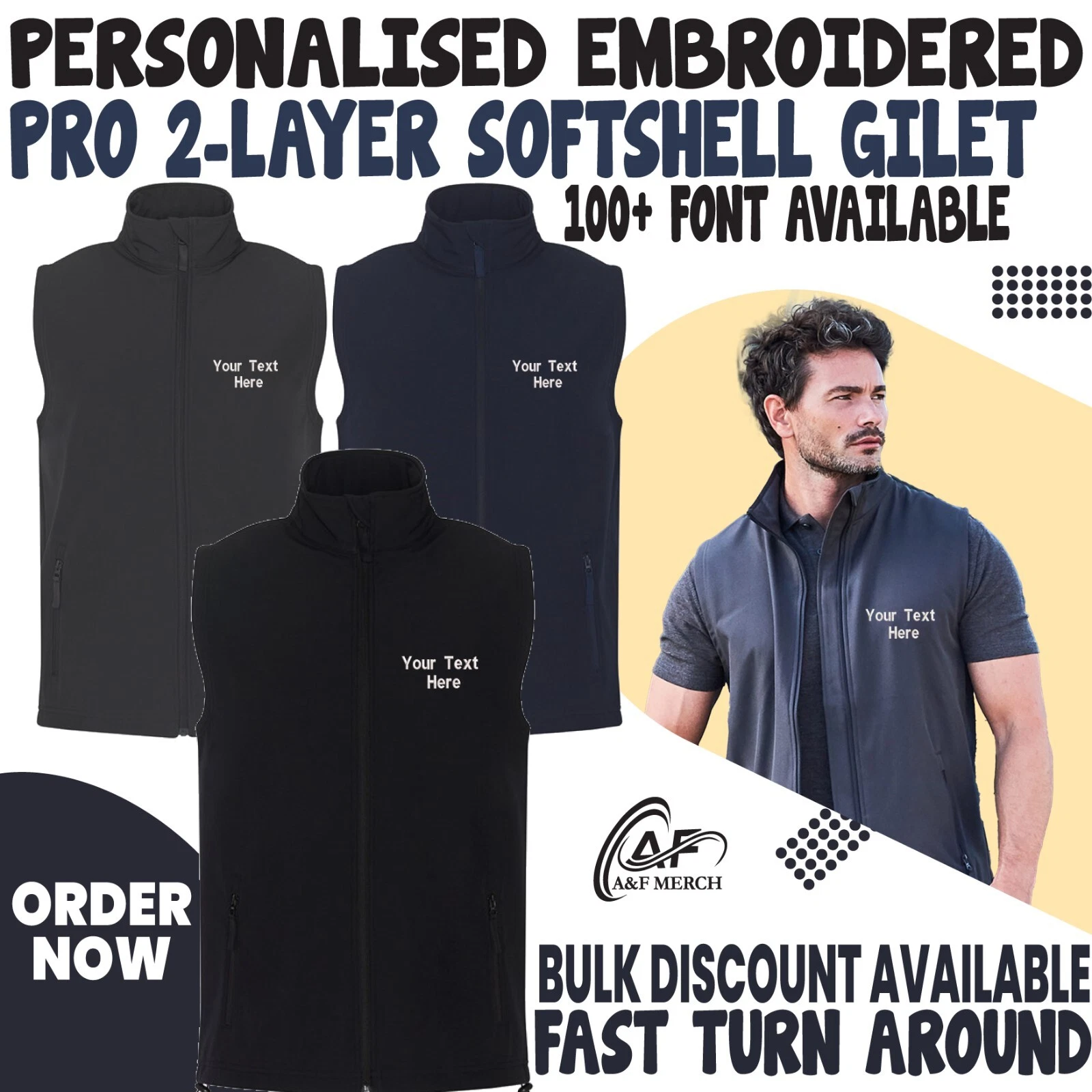 Personalised Embroidered Pro RTX 2-Layer Softshell Gilet Bodywarmer Windproof