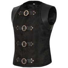 Steampunk Victorian Cosplay Waistcoat Mens Brocade Formal Gothic UK