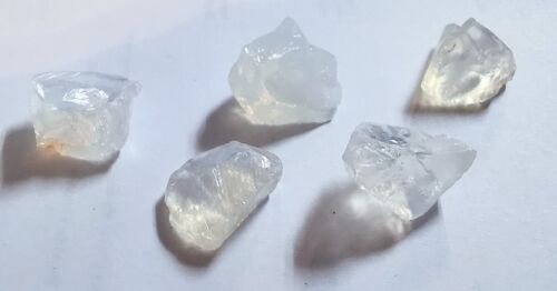 Girasol: 5 bryłek kamienia surowego 15-16mmm szaro-biały przezroczysty 52ct - Zdjęcie 1 z 3