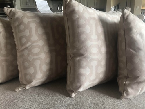 Set of 4 Biege Sunbrella outdoor throw pillows- perfect condition - Picture 2 of 3