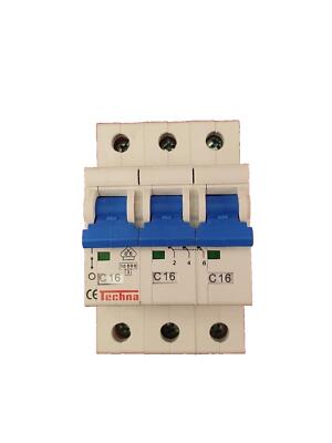 Techna 16A Ampere Leitungsschutzschalter dreipolig C16 Typ C JTEC 3C16