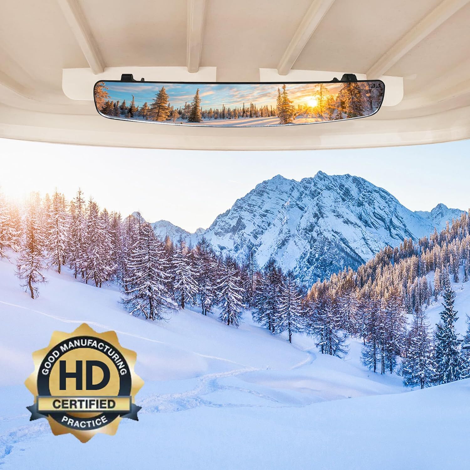 Golf Cart Mirrors, No Drilling Side Mirrors & Rear View Mirror Kit for Yamaha 