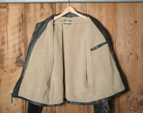 DECODED Brown Leather Fleece Lined Motorcycle Jacket Men's Sz. XL image 10