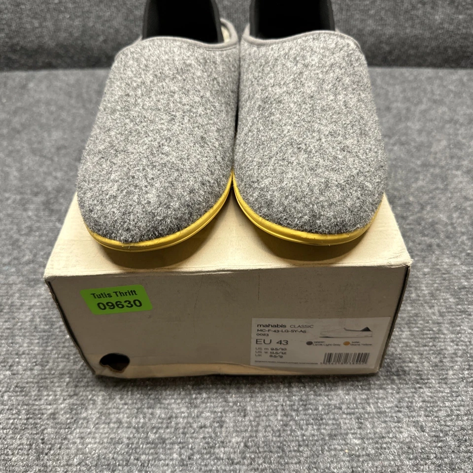 Zapatilla clásica Mahabis para mujer EU 43 para hombre EE. UU. 9,5 para mujer 11,5 gris amarillo lana Foto 4 de 4
