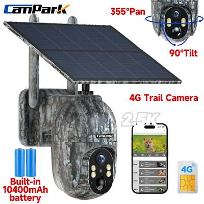 Campark 2K 4G LTE Solar PTZ Trail Camera Game IP66 Security Camera + 4G SIM Card