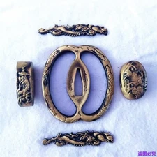 A Set Copper Brass Tsuba Fuchi Menuki Kashira Fittings F Japanese Sword Katana